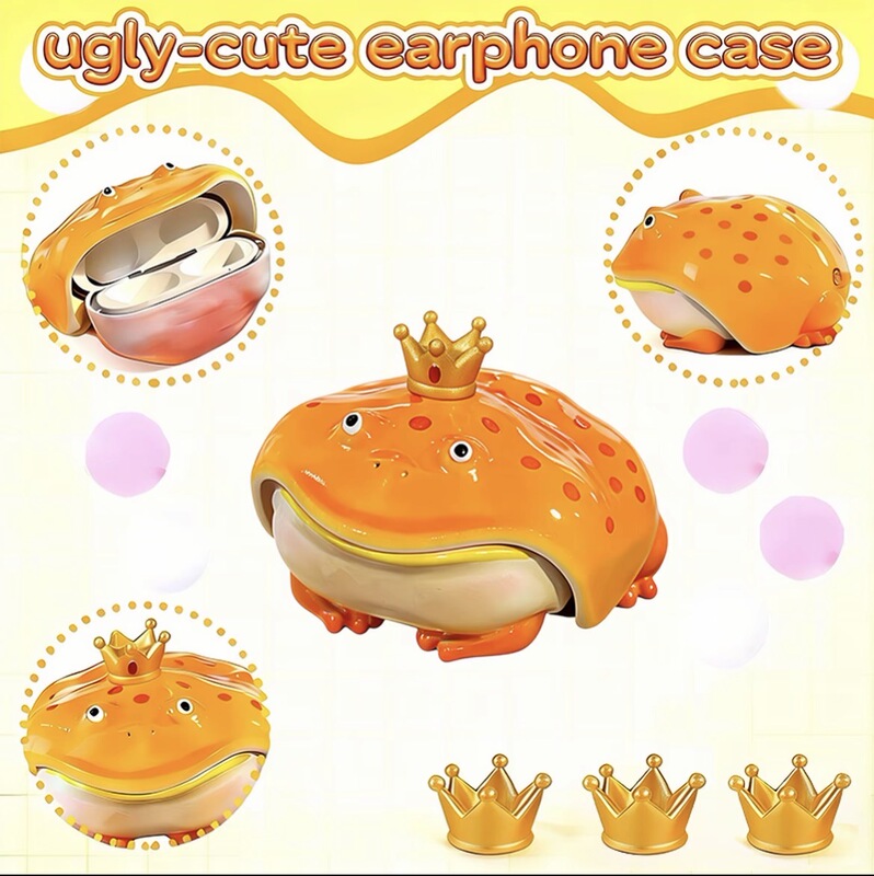 Ugly Frog Quirky Bow Frog-Shaped Earphone Case Suitable for Apple AirPods Pro3 Cute Little Crown Pro2 Cartoon 4Th Generation Princess Prince Ugly Cute Protective Case 3Rd Generation Toad Ugly Frog Quirky Bow Frog-Shaped Earphone Case Suitable for Apple AirPods Pro3 Cute Little Crown Pro2 Cartoon 4Th Generation Princess Prince Ugly Cute Protective Case 3Rd Generation Toad