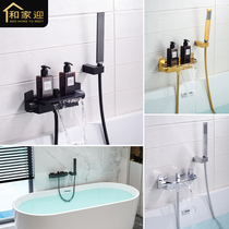 All copper black waterfall bathtub faucet hotel bathroom shower sprinkler cover cylinder side mixing valve faucet