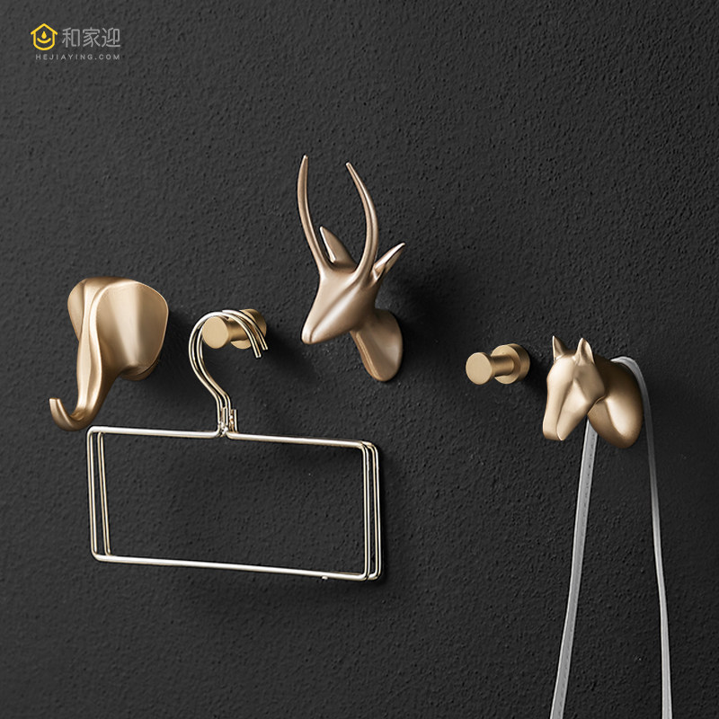 Punch-free Nordic Decorative Hook Deer Head Single Hook Wall-mounted Genguan Entrance Door Cloak Hook Hotel Clothes Row Hook