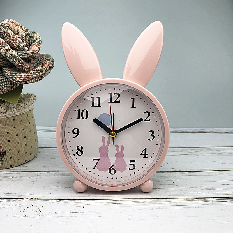 Mute little alarm clock creative cartoon kids exclusive bedroom bedside clock student clock desktop cute clock ornaments