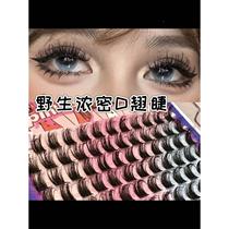 Super curly wild thick eyelashes plush wild D-warped false eyelashes light European and American ultra-thin black stem segmented simulation
