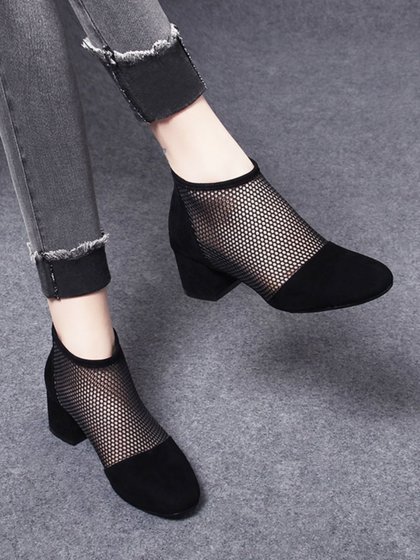 2025年新款夏季真皮网靴凉鞋镂空短靴春款女鞋网纱凉靴子女马丁靴
