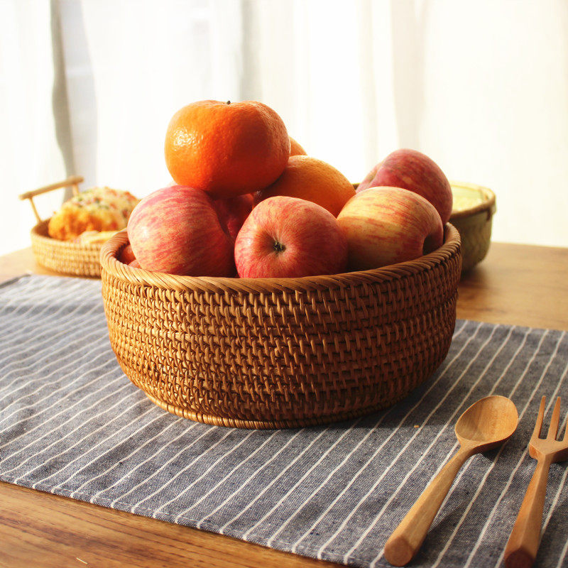 Vietnamese Autumn Vine-made Fruit Pan Hand Woven Containing Basket Zero Food Pan Bamboo Woven Basket Tea Table Bamboo Products Fruit Pan Bamboo Basket