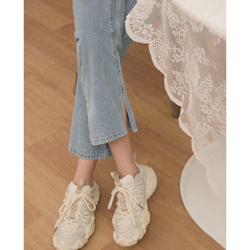 2021 New Summer Split micro horn straight tube ankle-length pants loose slim high waist leg jeans women