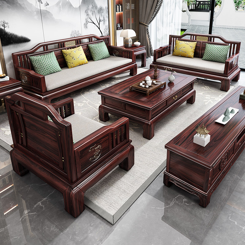 🛋️新中式客厅家具,乌金木沙发,小大户型都能hold住!?-实木沙发-淘宝好物网