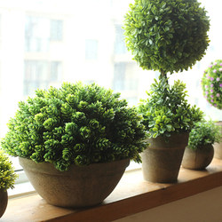 Simulated Green Plant Ornaments Tree Ball Bonsai Small Potted Fake Flowers Indoor Living Room Plant Landscaping Desktop Decoration ins