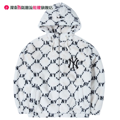 MLB, белая осенняя куртка подходит для мужчин и женщин, комплект для отдыха с молнией, оверсайз