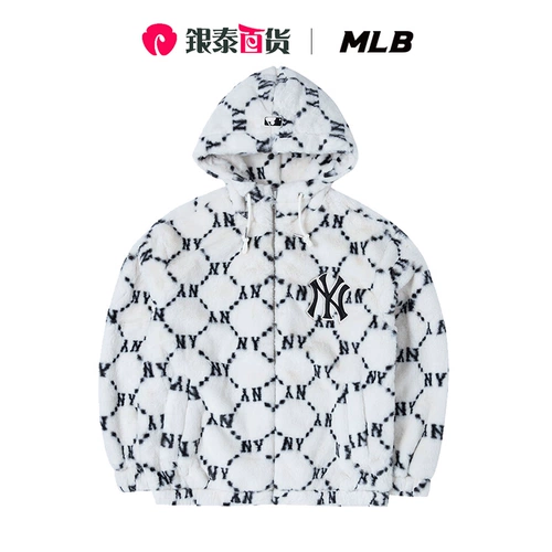 MLB, белая осенняя куртка подходит для мужчин и женщин, комплект для отдыха с молнией, оверсайз