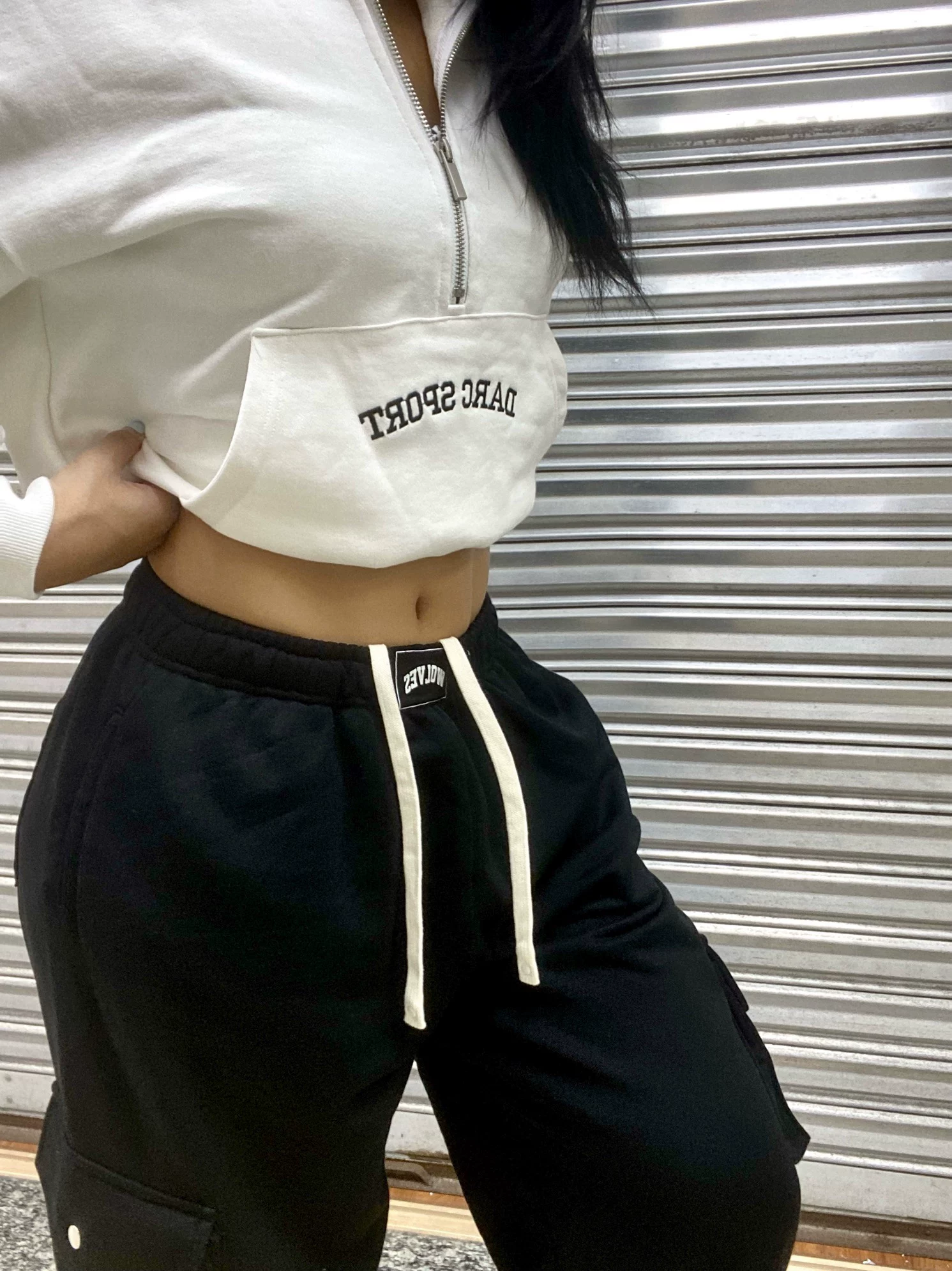 Darcsport Ш head Ms. Pocket Pocket широкие брюки с Wolf head осень и зима плюс бархатные фитнес брюки