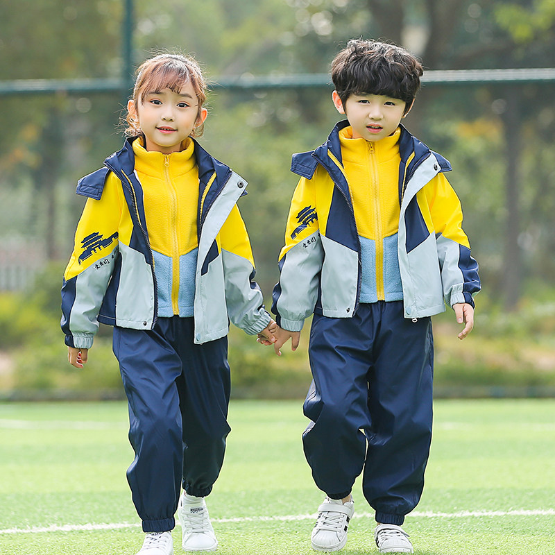 Kindergarten garden dress three pieces of primary school uniform spring and autumn clothing children outdoor charge coat triple