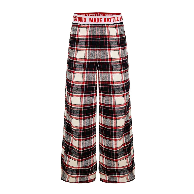 Fxcc American Retro Plaid Casual Pants for Women, Spring and Summer Color-Blocked Plaid Loose Slimming Wide-Leg Straight Pants Fxcc American Retro Plaid Casual Pants for Women, Spring and Summer Color-Blocked Plaid Loose Slimming Wide-Leg Straight Pants