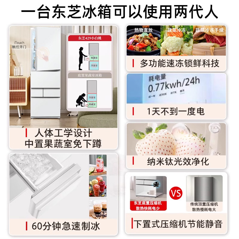 东芝GR-RM429WE-PG2B3冰箱图片