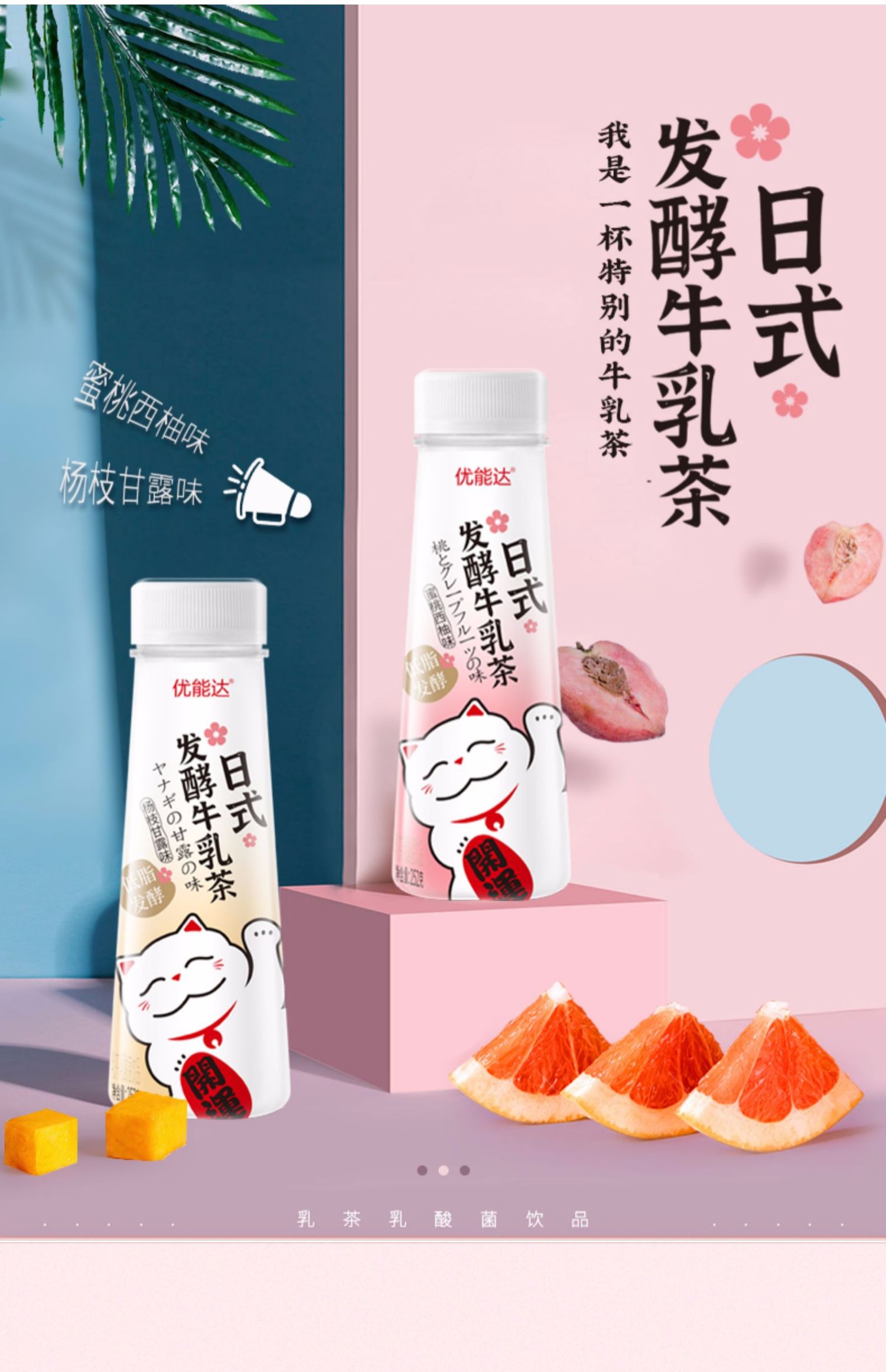 优能达发酵牛乳茶低脂乳酸菌6瓶