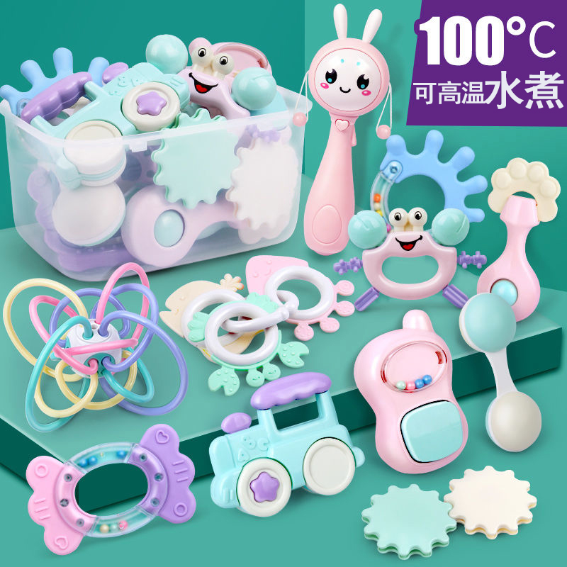 Infants and young children chewing toys can be boiled entrance tooth gum molar grasp 0 newborn 3 baby 4 hand rattle drum comfort 6