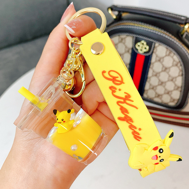 Pikachu Milk Tea Cup - Yellowa bag unicorn Milk tea cup Pendant Key buckle female delicate ins lovely Internet celebrity originality girl Bag Hanging decoration