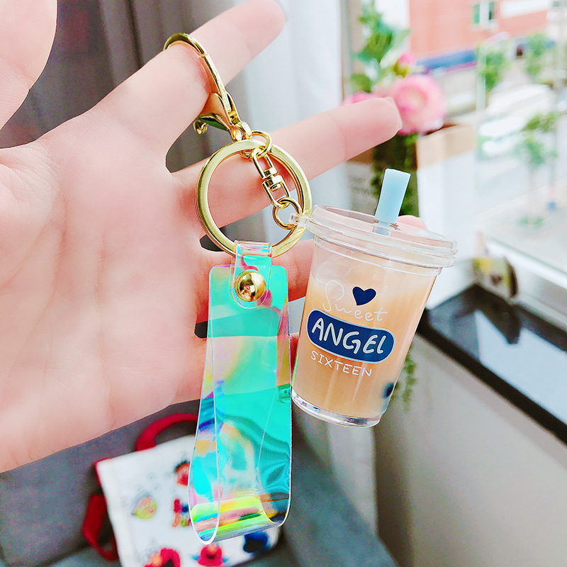 Imitation Milk Tea - Milk Tea Colora bag unicorn Milk tea cup Pendant Key buckle female delicate ins lovely Internet celebrity originality girl Bag Hanging decoration