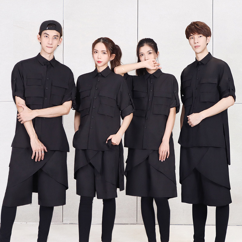 Hairdressing salon work clothes for men and women fashion hair shop assistant technician bar ktv work clothes suit custom logo tide