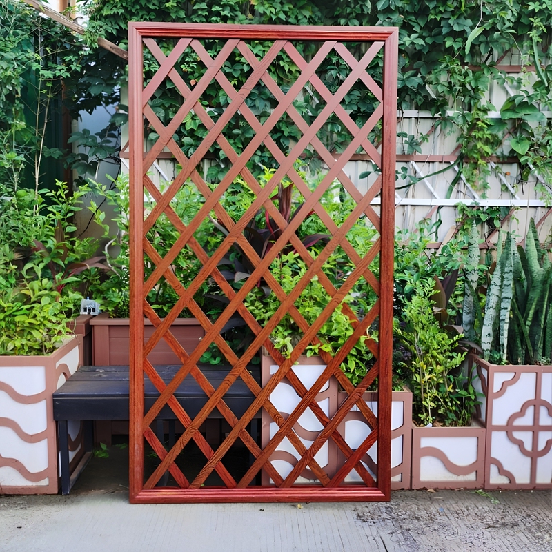 Imitation Wood Grain Aluminum Alloy Flower Stand Grid Climbing Plant Rack Metal Outdoor Balcony Fence Grille Screen Partition