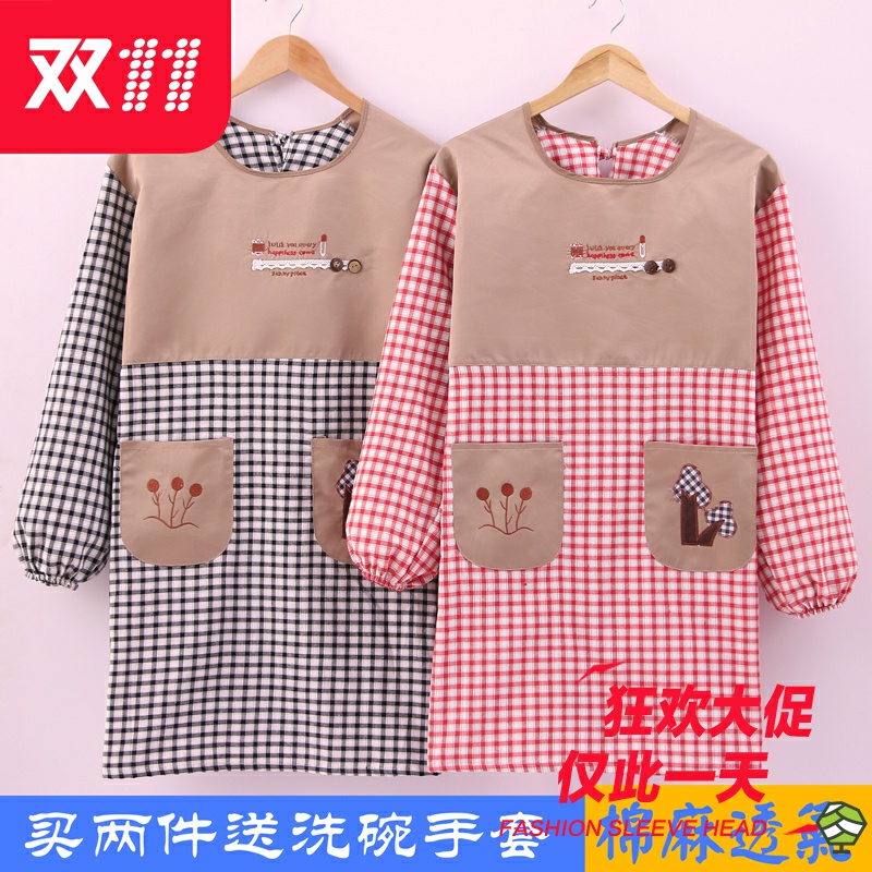 Fashion Autumn Winter Cotton home Kitchen Male & Female Waterproof Apron Cook Adult Long Sleeve Workwear Hood Custom
