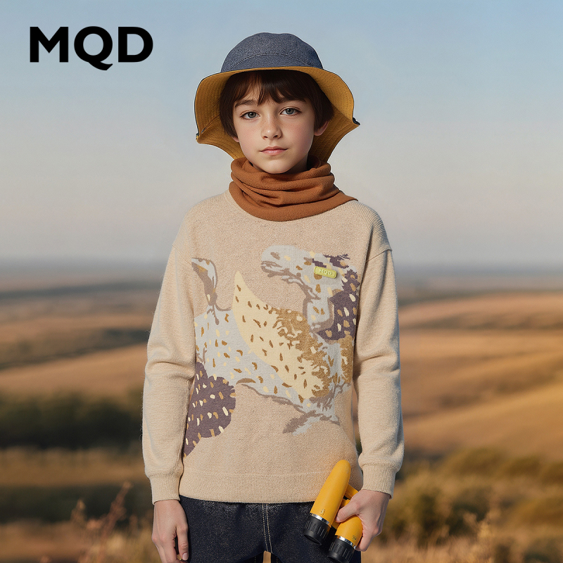 Mqd Boys' Autumn Trendy Cool Color-Block Jacquard Casual Knit Sweater 945320708