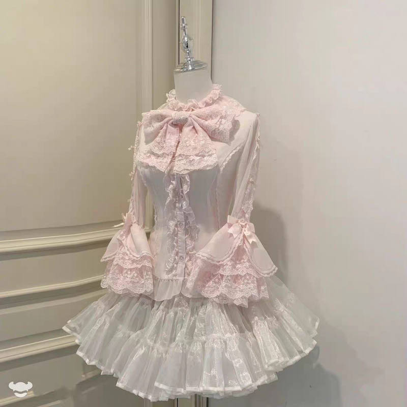 Summer Doll-Style Chiffon Three-Quarter Sleeve Versatile Shirt Lolita Inner Shirt Lolita Puff Sleeve Jsk Inner Lining