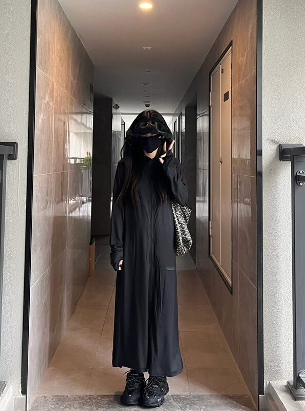 Black Full-Body Sun Protection Clothing for Women, 2026 Summer New Style, Loose, Uv-Resistant, Breathable Cardigan, Long Coat, Trendy Black Full-Body Sun Protection Clothing for Women, 2026 Summer New Style, Loose, Uv-Resistant, Breathable Cardigan, Long Coat, Trendy