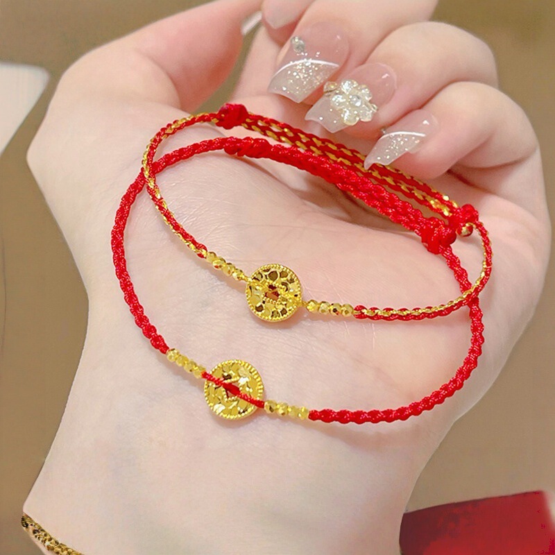 Hangzhou 2026 Year of the Horse Red String Bracelet with Coin Charms for Wealth and Good Luck, Handmade Woven Bracelet Gift Hangzhou 2026 Year of the Horse Red String Bracelet with Coin Charms for Wealth and Good Luck, Handmade Woven Bracelet Gift