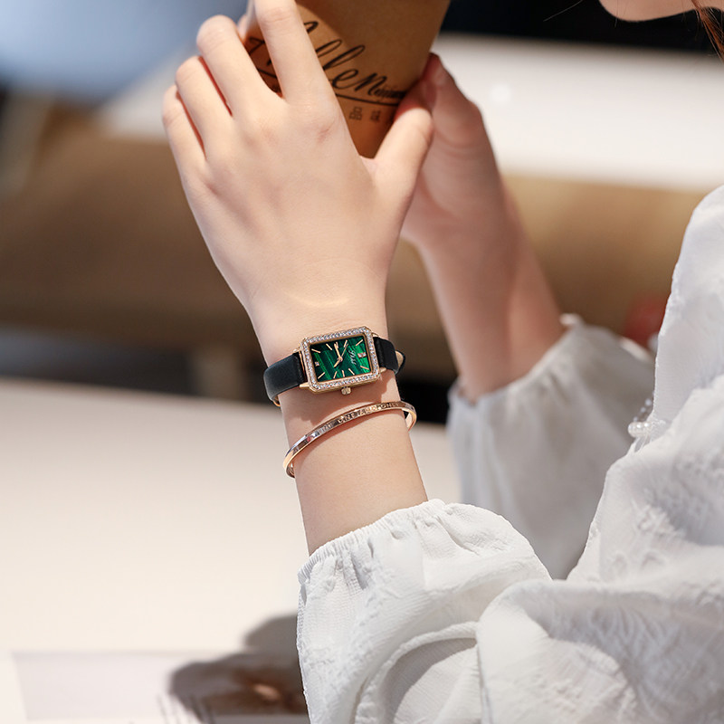 skhl small green watch women's summer ins wind light luxury simple temperament women's watch fashion 520 Valentine's Day