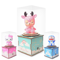 Wooden rotating KT music music box desktop decoration princess little girl childrens toys creative birthday gift