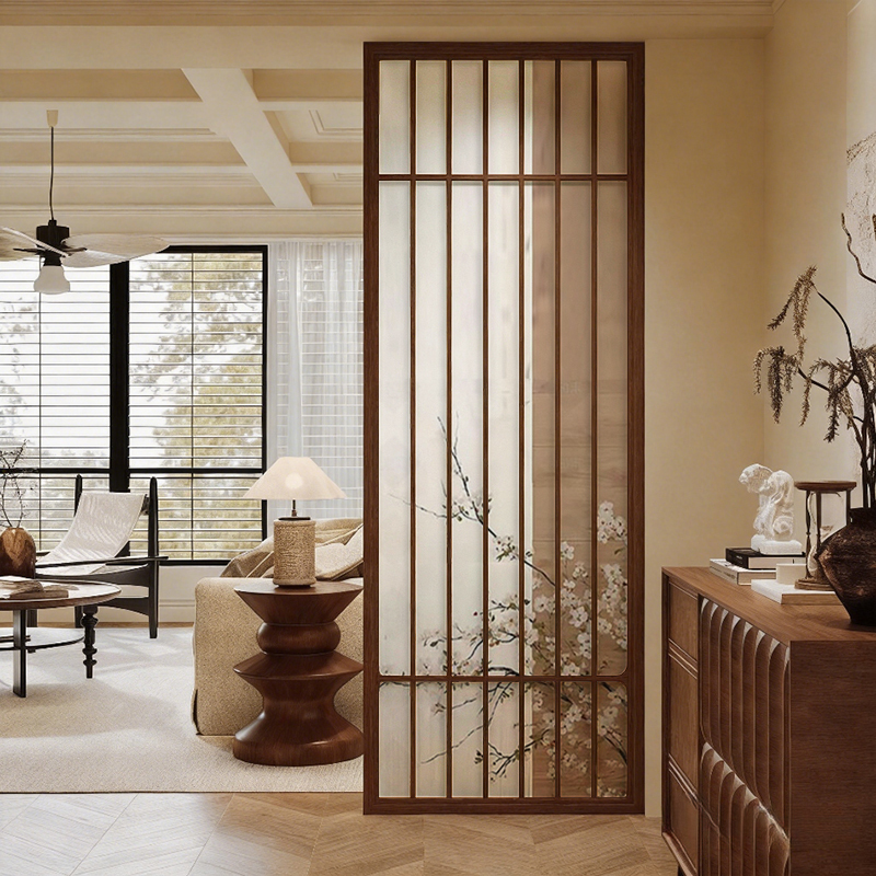 New Chinese-Style Solid Wood Screen with Ink Bamboo Design for Living Room Entrance Partition, Zen-Inspired Folding Decorative Piece for Tea Room Background Wall New Chinese-Style Solid Wood Screen with Ink Bamboo Design for Living Room Entrance Partition, Zen-Inspired Folding Decorative Piece for Tea Room Background Wall