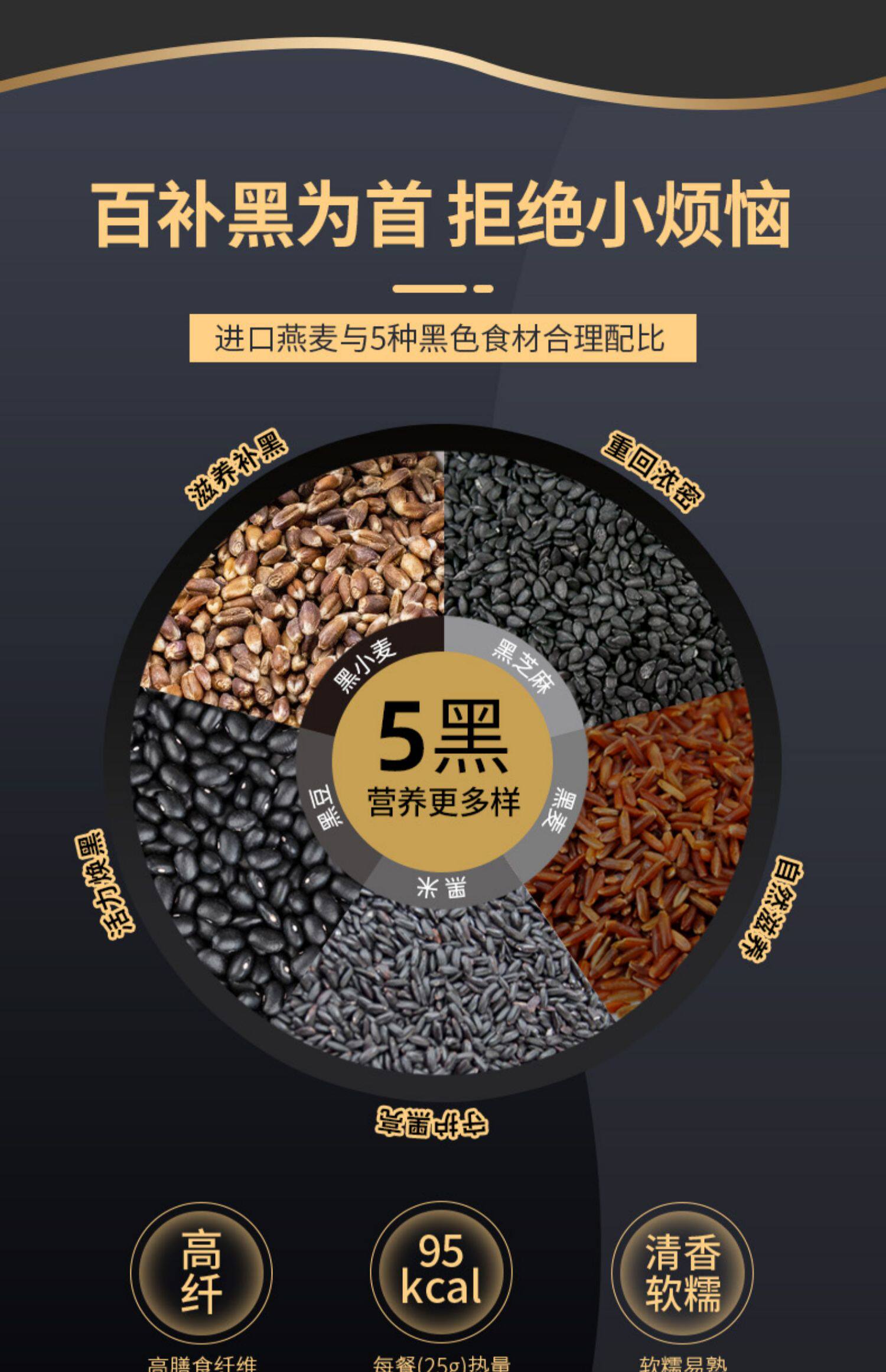 无蔗糖五黑混合燕麦片营养谷物早餐懒人代餐黑芝麻冲饮即食5黑片-阿里巴巴