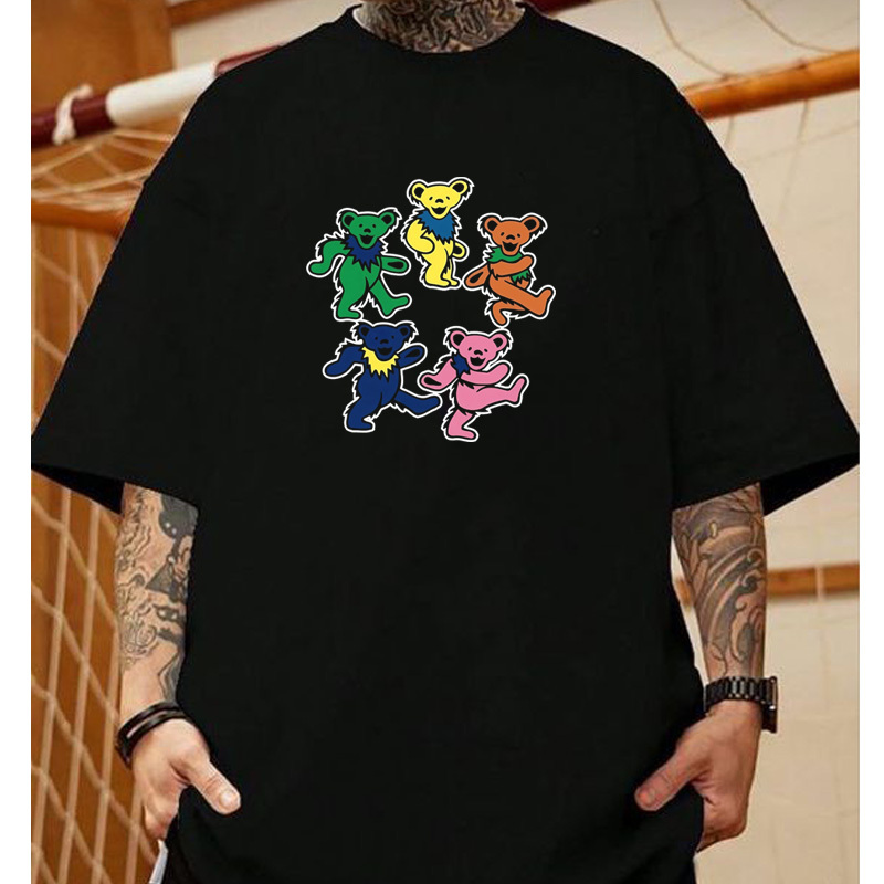 Clfc Grateful Dead Personalized Bear Loose Retro Short-Sleeved Rock T-Shirt Short-Sleeved Long T-Shirt