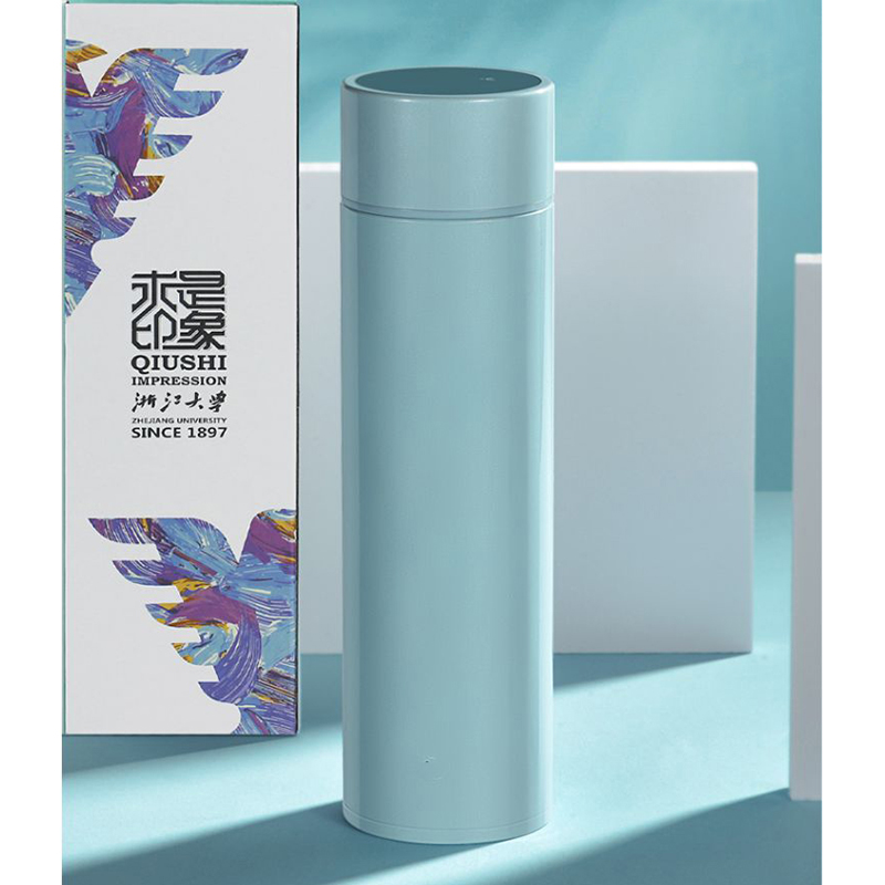 Qiushi life * Vacuum temperature display thermos cup 320ml Zhejiang University custom