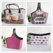 Solitary Tasted American Comeback Home Soft Decorations Imitation Ancient Cashier Bags Hand Basket Storage Leather Bag Hem of Vegetable Baskets