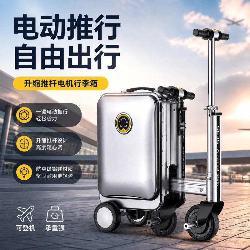 Electric Suitcase That Can Be Used as a Rideable Vehicle, Suitable for Boarding, Portable for Parents and Children, Foldable Mobility Scooter for Elderly, Smart