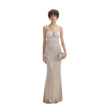 self-portrait 2024 early autumn new light rice apricot lace full diamond galaxy sparkling diamond dress