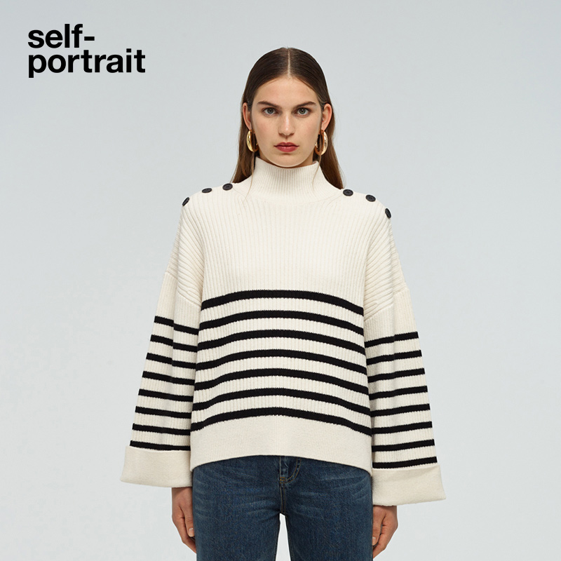 self-portrait striped turtleneck top