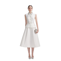 self-portrait 2024 autumn and winter new ivory diamond lapel waist sleeveless umbrella skirt dress