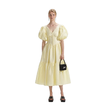 (Same style as Zhou Ye) self-portrait 2024 early autumn new cream yellow puff sleeve princess dress