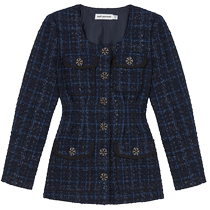 self-portrait small fragrant style round neck open placket waist retro style jacket top