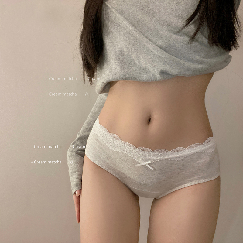 Seamless Underwear for Women, Pure Cotton, Pure and Sexy Style, All-Cotton, Class A, Mid-Low Waist, Cotton, Gray Series, Triangle Briefs