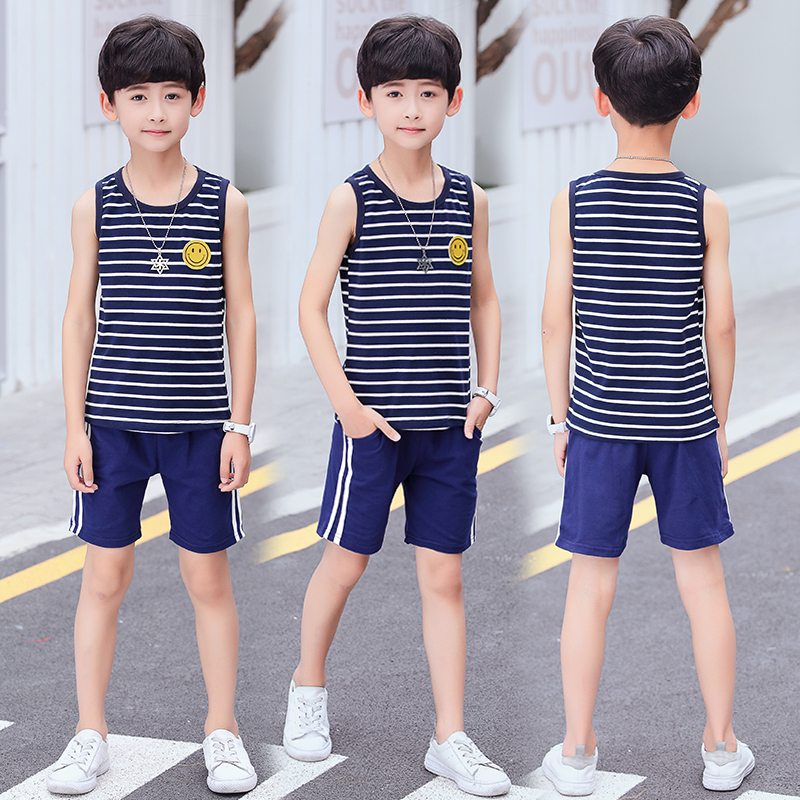 Boys bộ vest 2019 mới mùa hè váy vừa boys boys quần short cotton trẻ em dành cho trẻ em của hai mảnh mỏng.