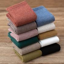 10 pairs of socks for autumn and winter new solid color thick high socks piles of socks trendy mid-length socks for women Japanese stockings for men and women