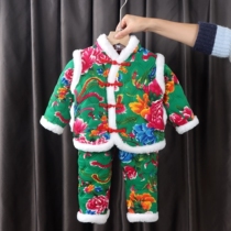 Childrens cotton-padded clothes Northeast big flower jacket new baby coat winter baby cotton-padded clothes cotton-padded jacket thickened suit female