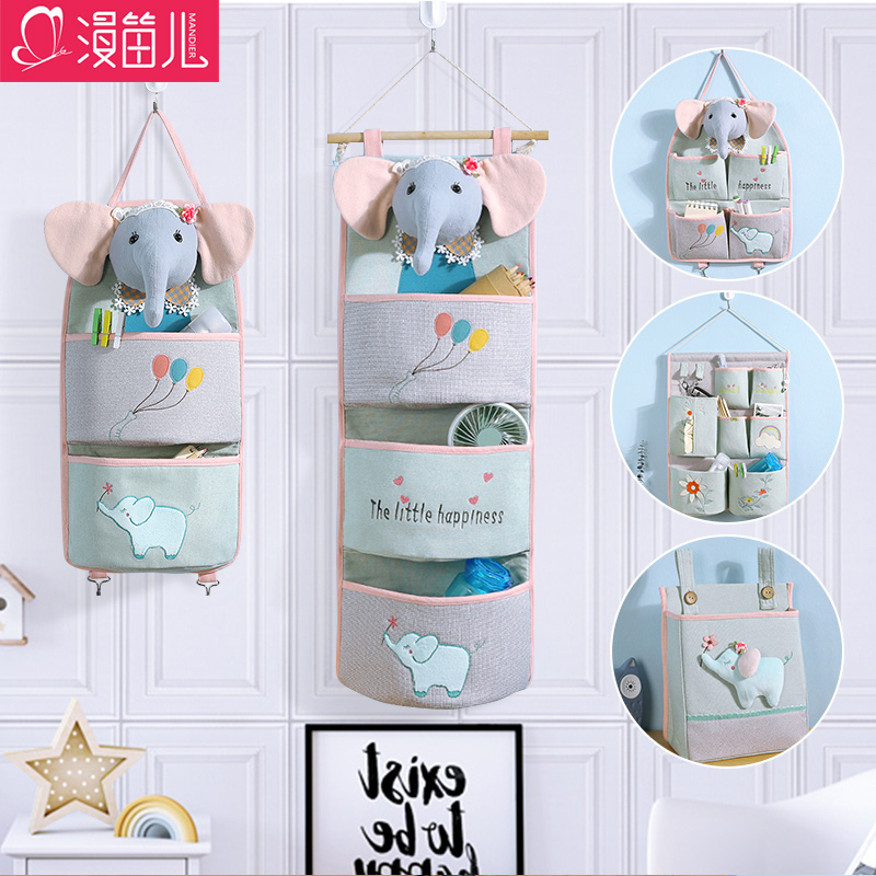 Cute cartoon storage bag Small bag Bed head wall hanging powder room storage bag hanging bag Door storage hanging bag