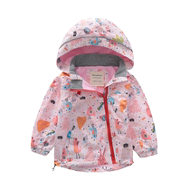 Meanbear childrens velvet windbreaker windproof and waterproof hooded zipper top girls boys coat autumn and winter