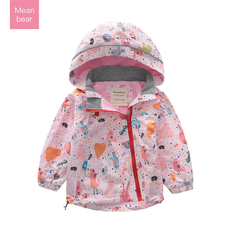 Meanbear children's fleece windbreaker windproof waterproof hooded zipper top girls boys jacket autumn and winter