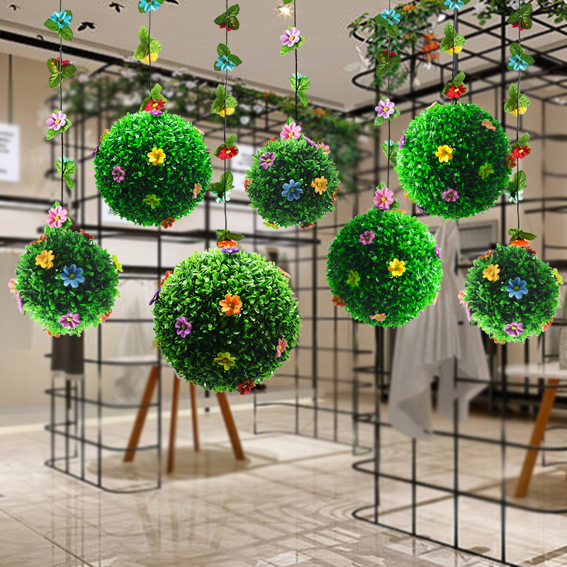 Spring ornaments shopping mall spring ornaments simulation grass ball fresh supermarket ceiling kindergarten corridor ceiling decoration