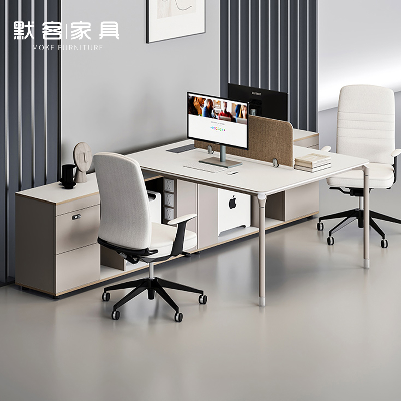 Financial Desk Brief About Modern Light Extravagant Staff Desk Office Workers 4-position clerks Table and chairs Combined
