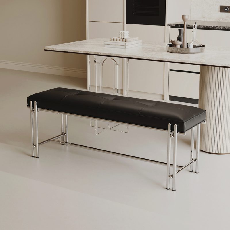 Italian-Style Light Luxury Stainless Steel Bench Dining Chair Long Bench Simple Modern Bed End Bench Bauhaus Home Shoe-Changing Stool Italian-Style Light Luxury Stainless Steel Bench Dining Chair Long Bench Simple Modern Bed End Bench Bauhaus Home Shoe-Changing Stool